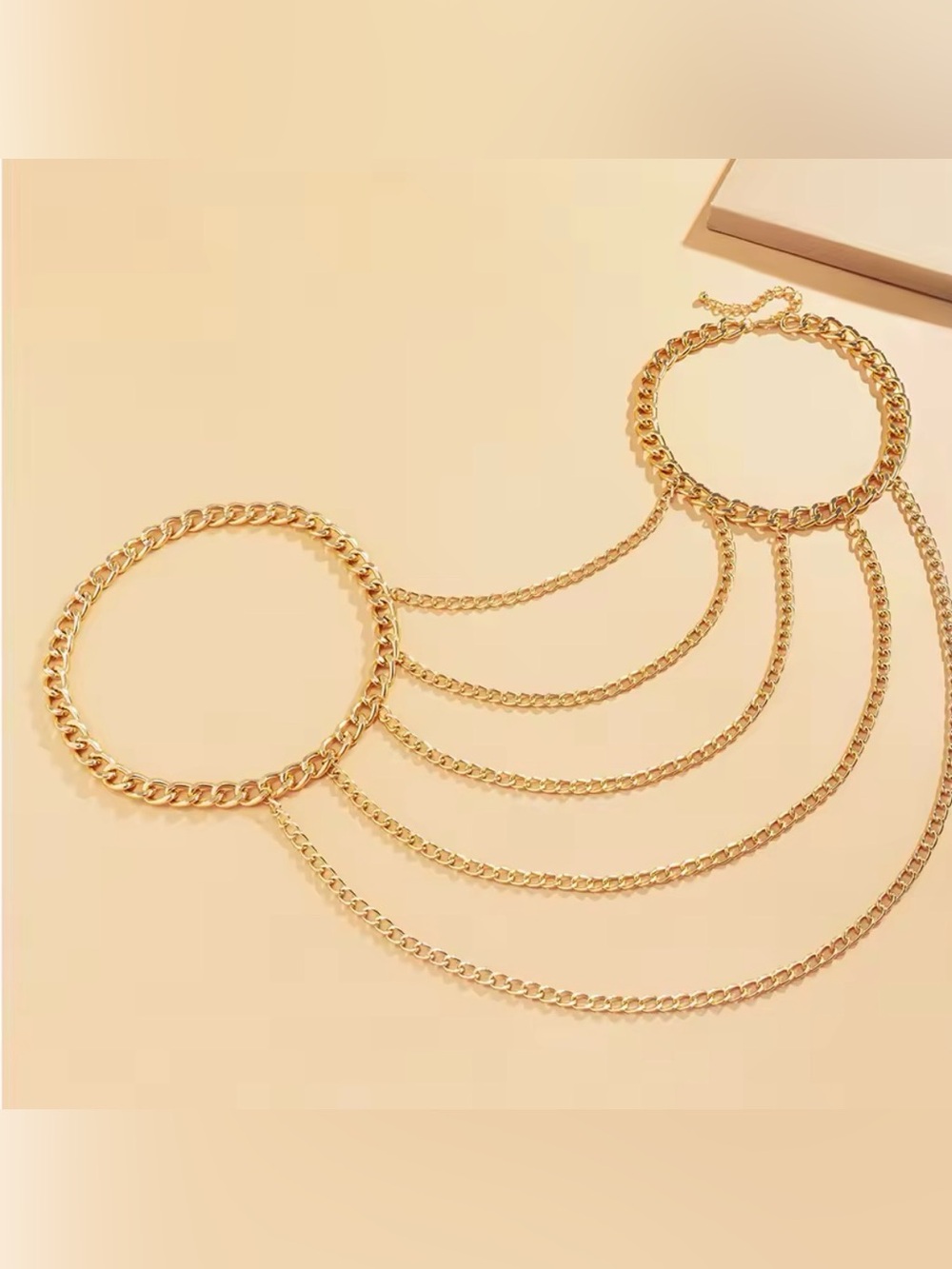 Gold Layered Chain Body Necklace - Picture 3 of 4